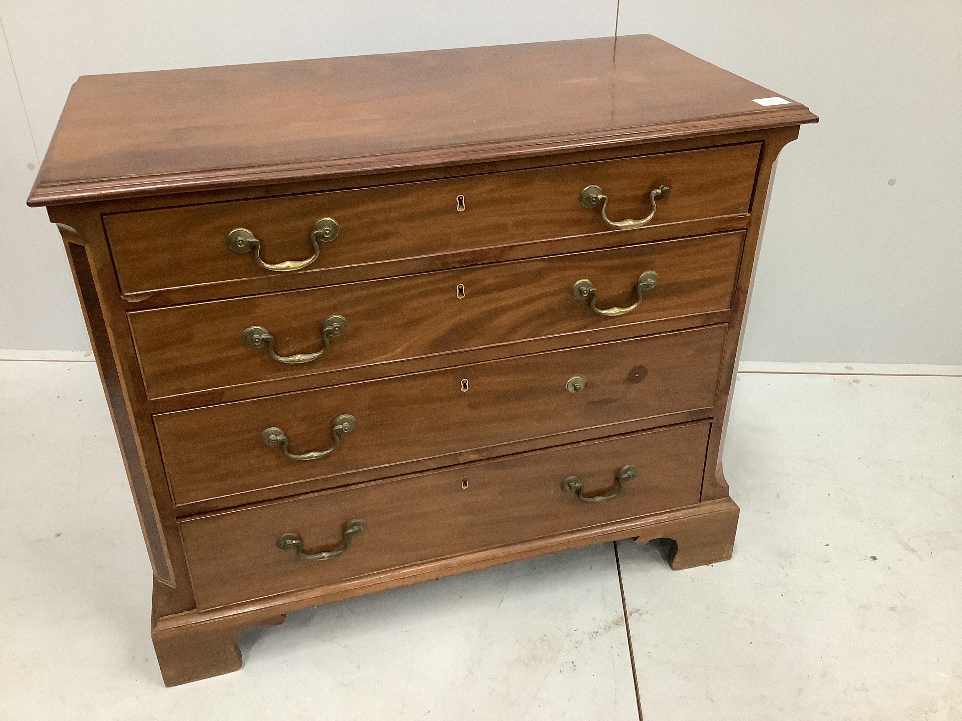 A George III mahogany four drawer chest, width 96cm, depth 47cm, height 79cm